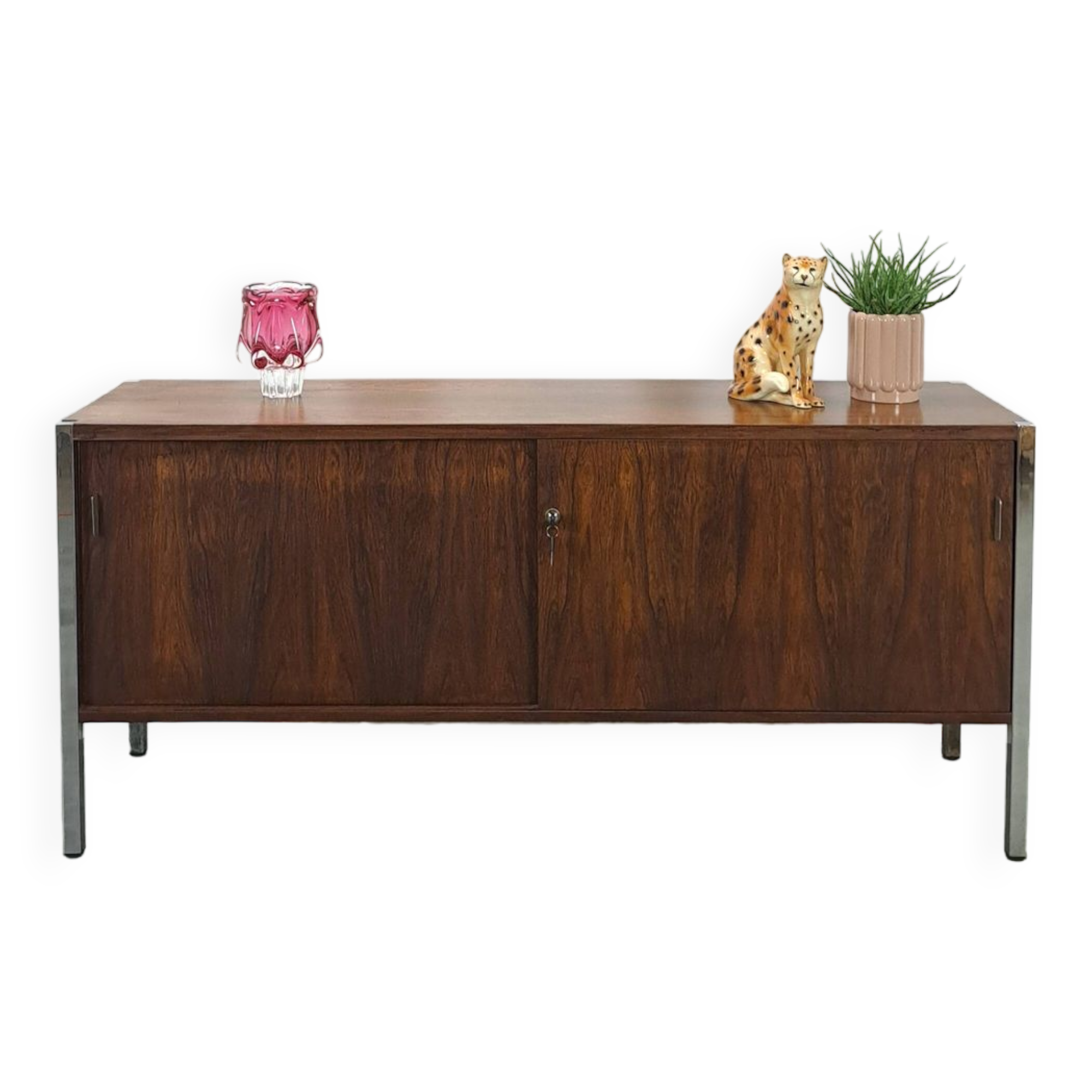 Enfilade en palissandre plus fin avec chromen poten, vintage kast