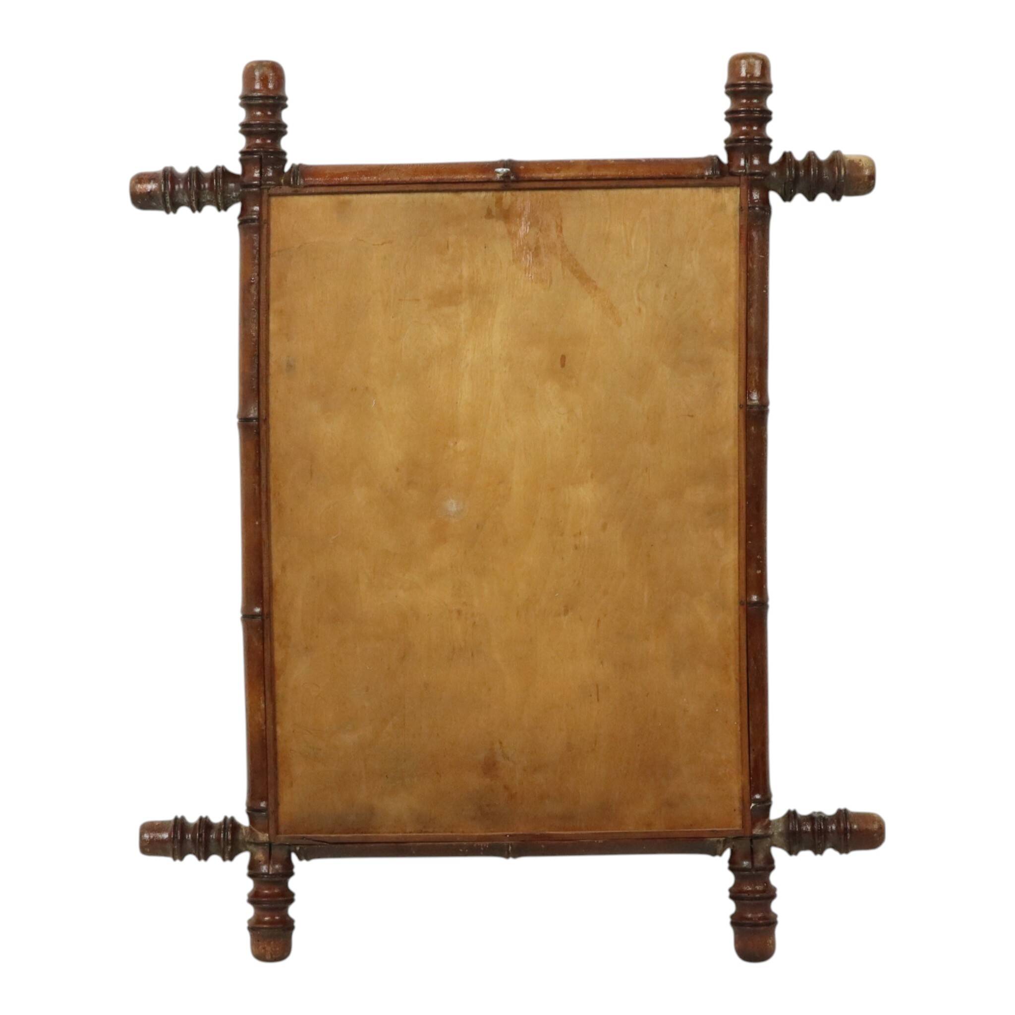 Antique Wooden Faux Bamboo Chinoiserie Mirror 63x52cm