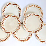 Set of 7 flat plates badonviller, nanteuil, vintage french, authentic, rare, countryside