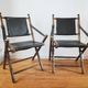 Pair of safari folding chairs in leather 1970-80