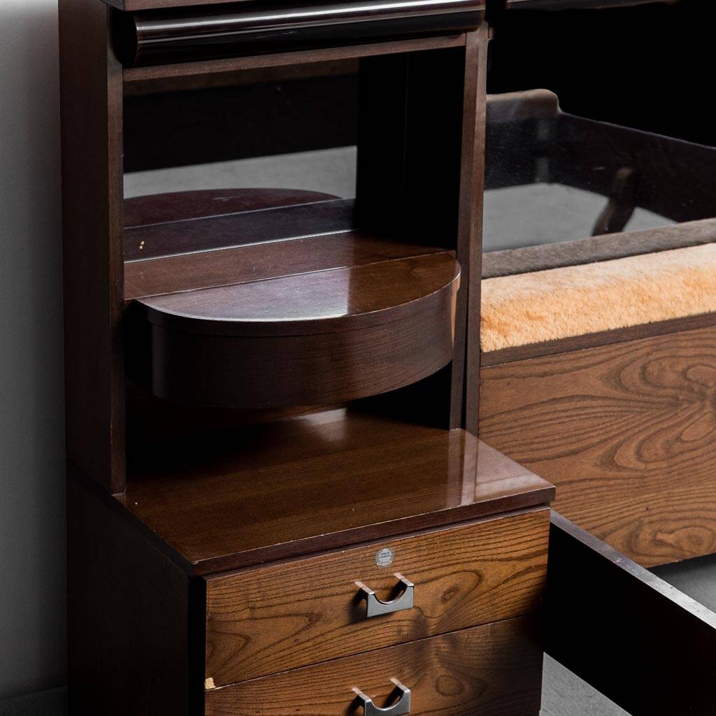 Letto matrimoniale legno tessuto anni ’70 vintage modernariato