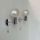 Pair of vintage wall lights, chrome and glass, Germany 1970