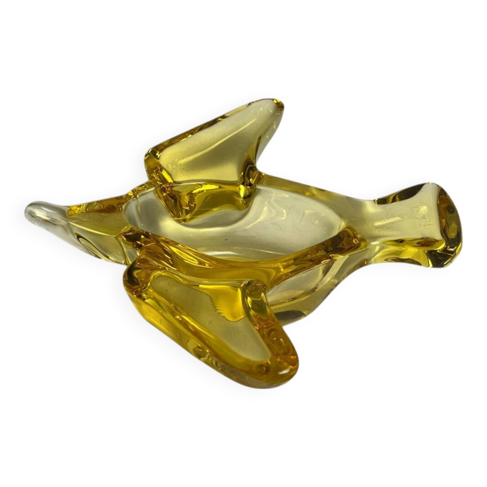 Murano, yellow glass bird-shaped pocket tray, 20th century