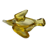 Murano, vide poche en verre jaune forme oiseau XXème