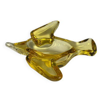 Murano, yellow glass bird-shaped pocket tray, 20th century