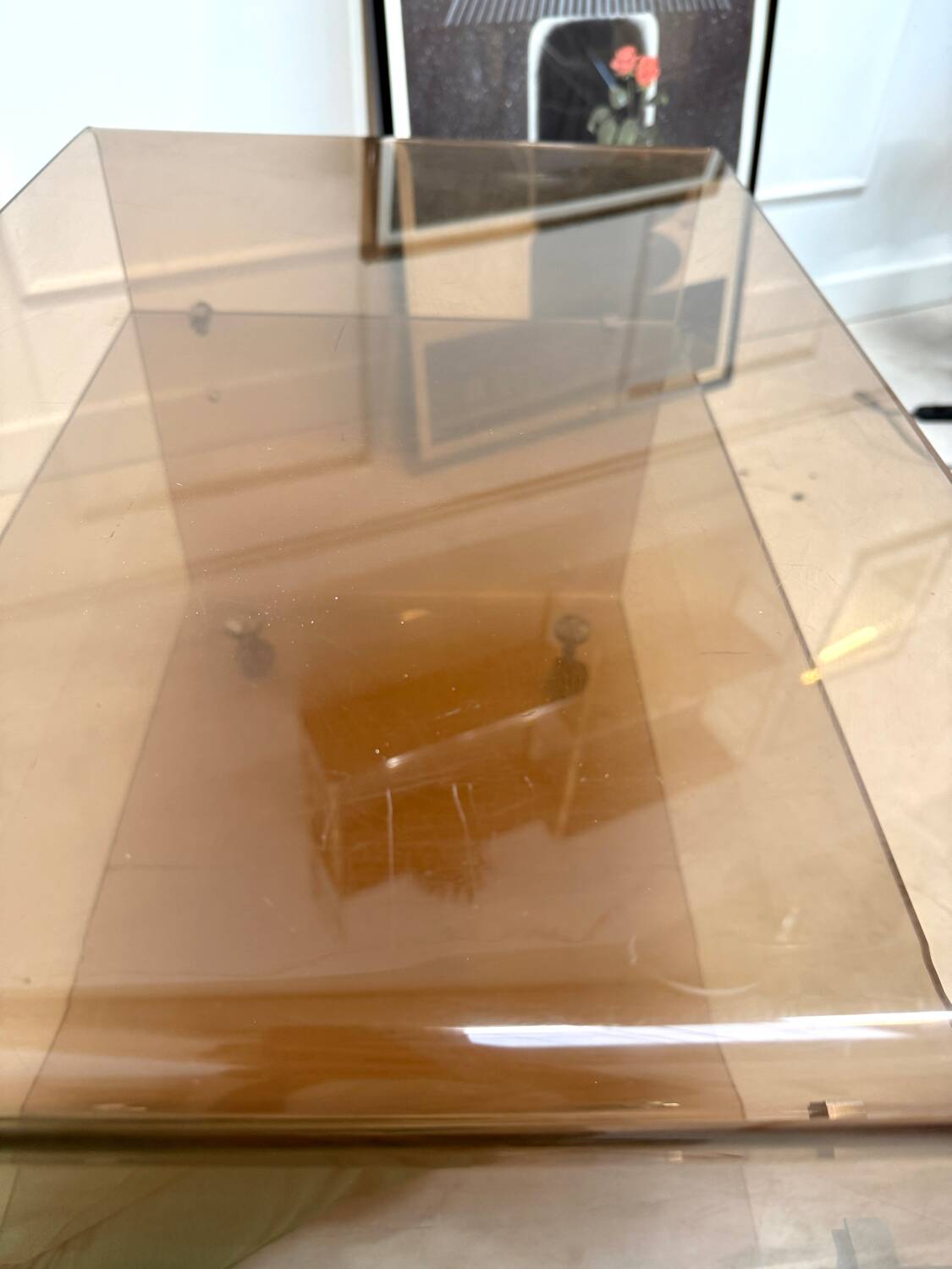 Smoked plexiglass coffee table