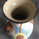 Glazed ceramic vase with polychrome decoration of sunflower flowers 36 cm