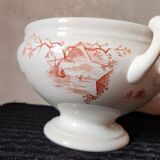 Dutch Tureen Petrus Regout Marines Series 1896 Maastricht Red Transferware