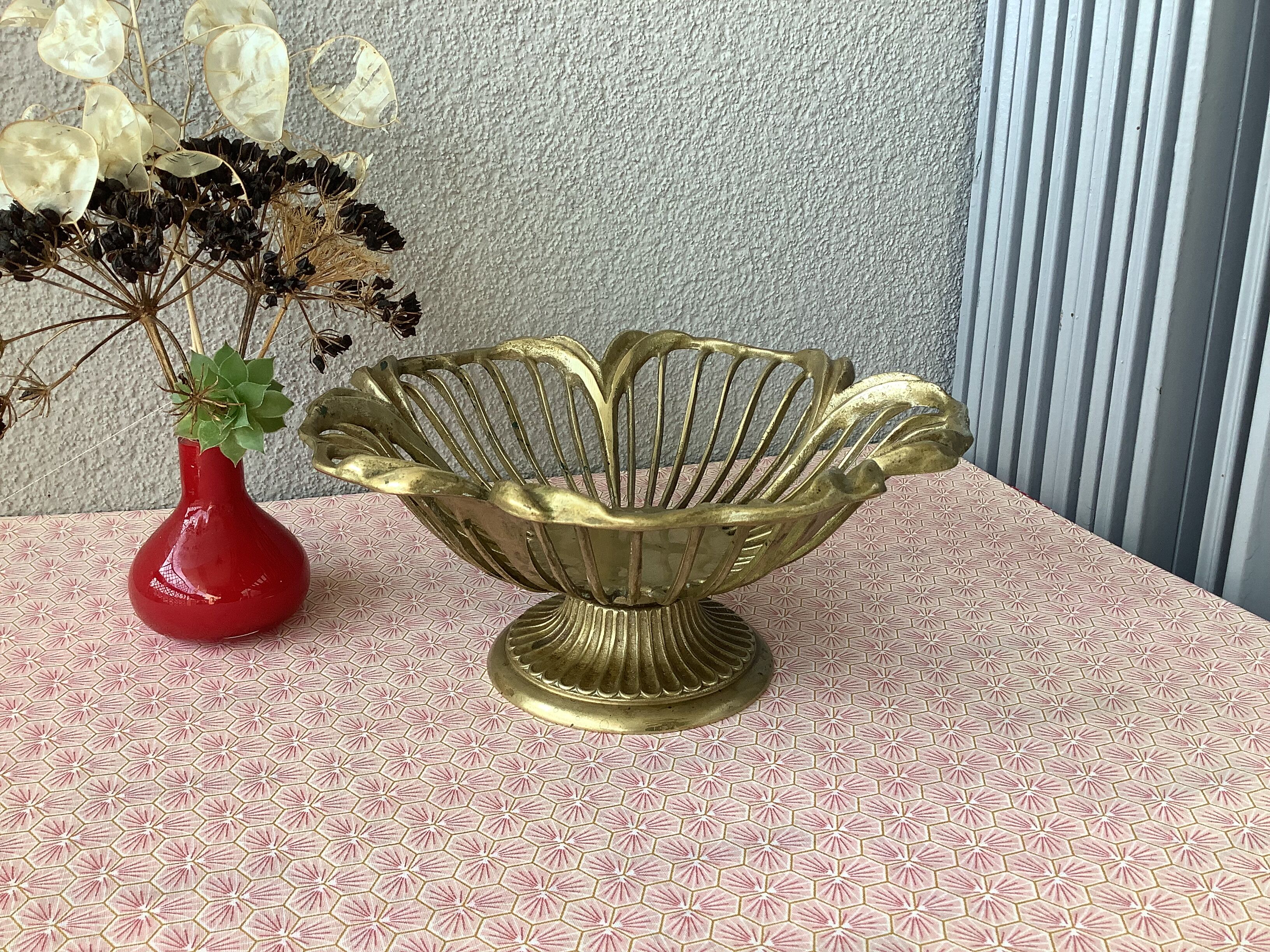 Art Nouveau openwork brass cut