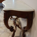Wooden and white marble console