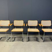 Set of 4 stackable vintage Marcel Breuer style armchairs, made in Italy, 1970s