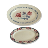 Set of 2 mismatched oval ceramic dishes, Digoin & Sarreguemines St Amand Nord