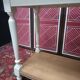 Console in oak painted cream white, natural wood trays