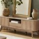 Mid-Century Modern Sideboard with Waveform Panel for TVs up to 50 Inch, Storage Sideboard