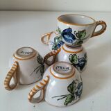 Ensemble 5 mini tasses italiennes en faïence peinte – années 60/70