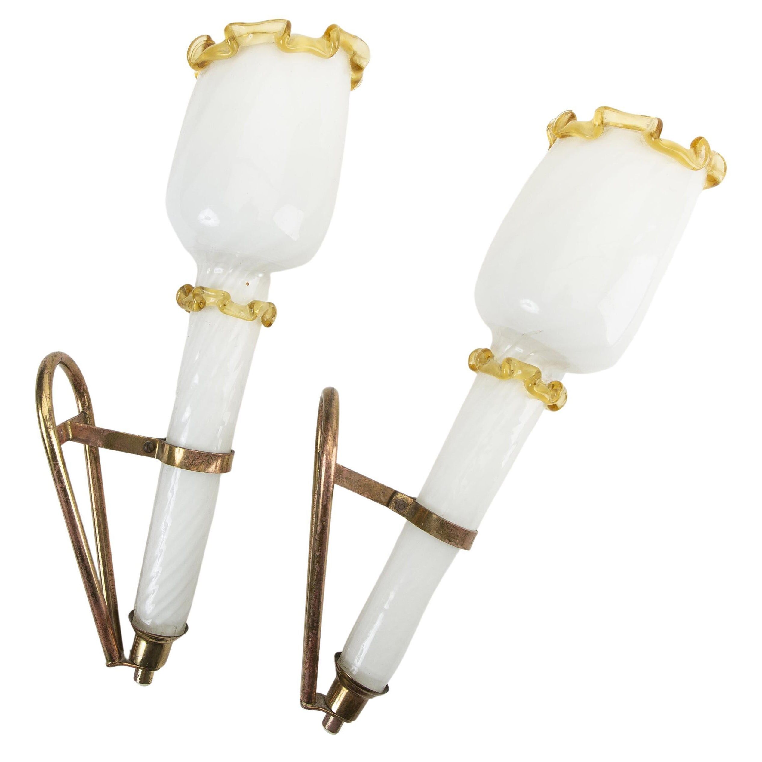 Pair of Murano wall lights Italy 1940