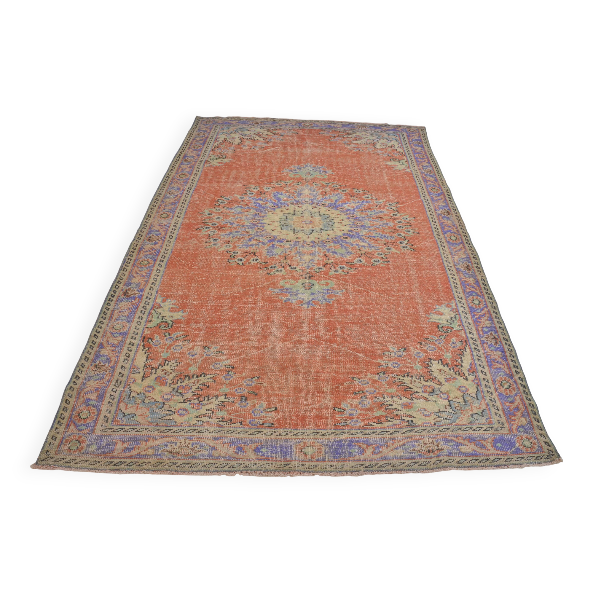 Orange Anatolian Vintage Turkish Rug sku 734
