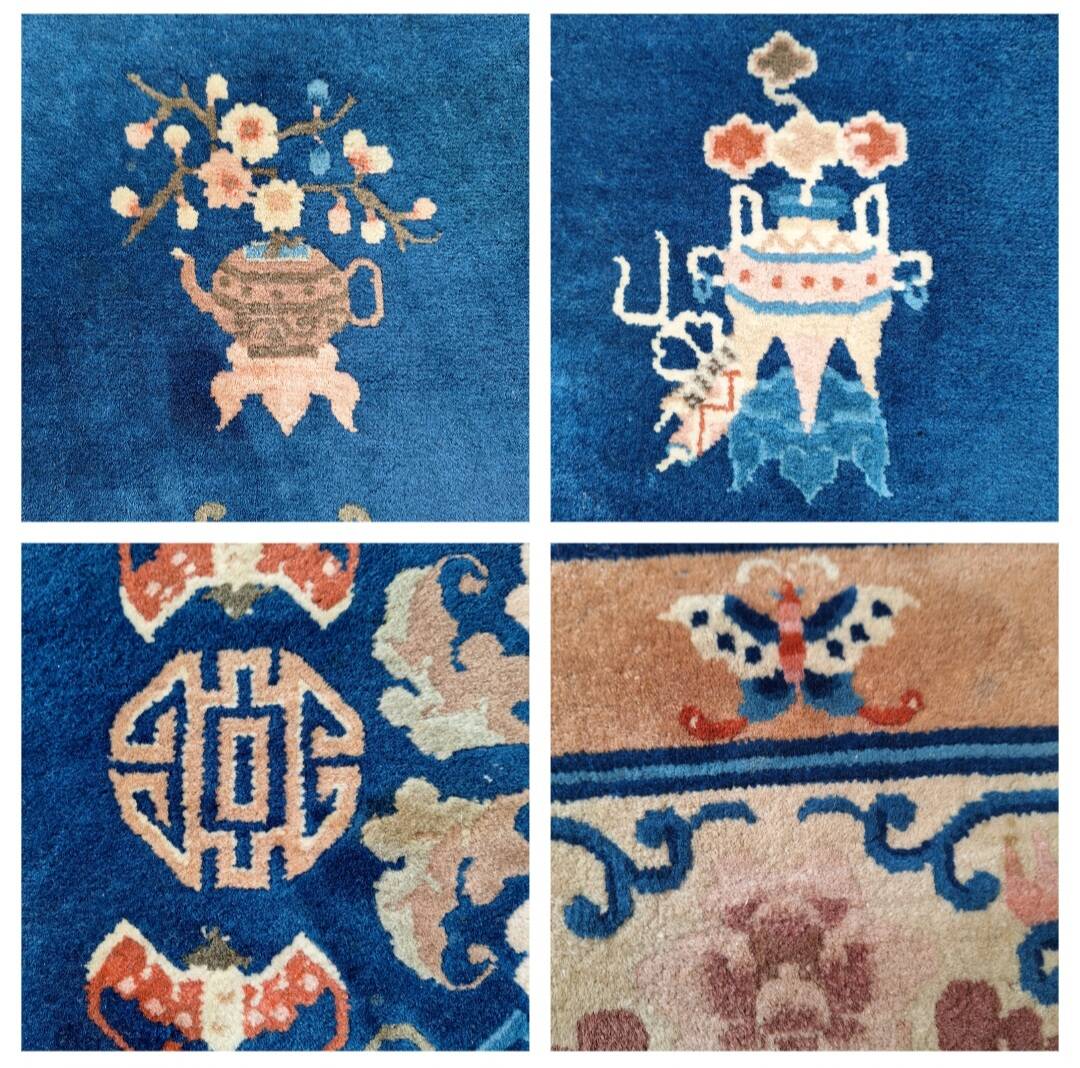 Art Deco Wool Handmade Rug Large 1920s with Bats