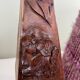 Lampe de table en bois sculpté, abat-jour en laine