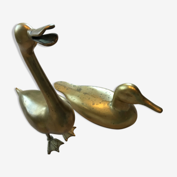 Pair of brass ducks