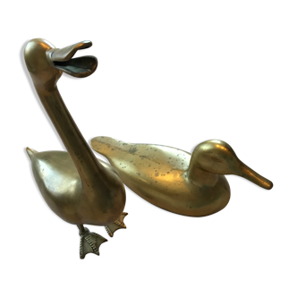 Pair of brass ducks