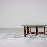 Square coffee table in vintage bamboo 1970 by McGuire model BA - 13 C