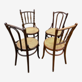 Set of 4 mismatched bentwood bistro chairs 1920