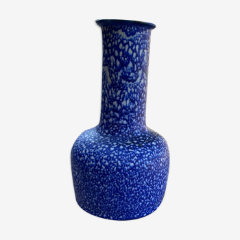 Vase vintage bleu moucheté en céramique