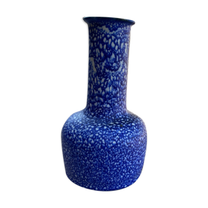 Vase vintage bleu moucheté en