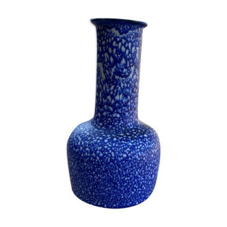 Vase vintage bleu moucheté en céramique