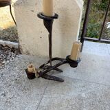 Rustic recycling wrought iron candle holder