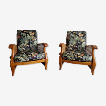 Pair of canned studio armchairs