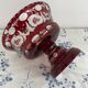 Large red and white overlay glass bowl, Bohemian 20th century