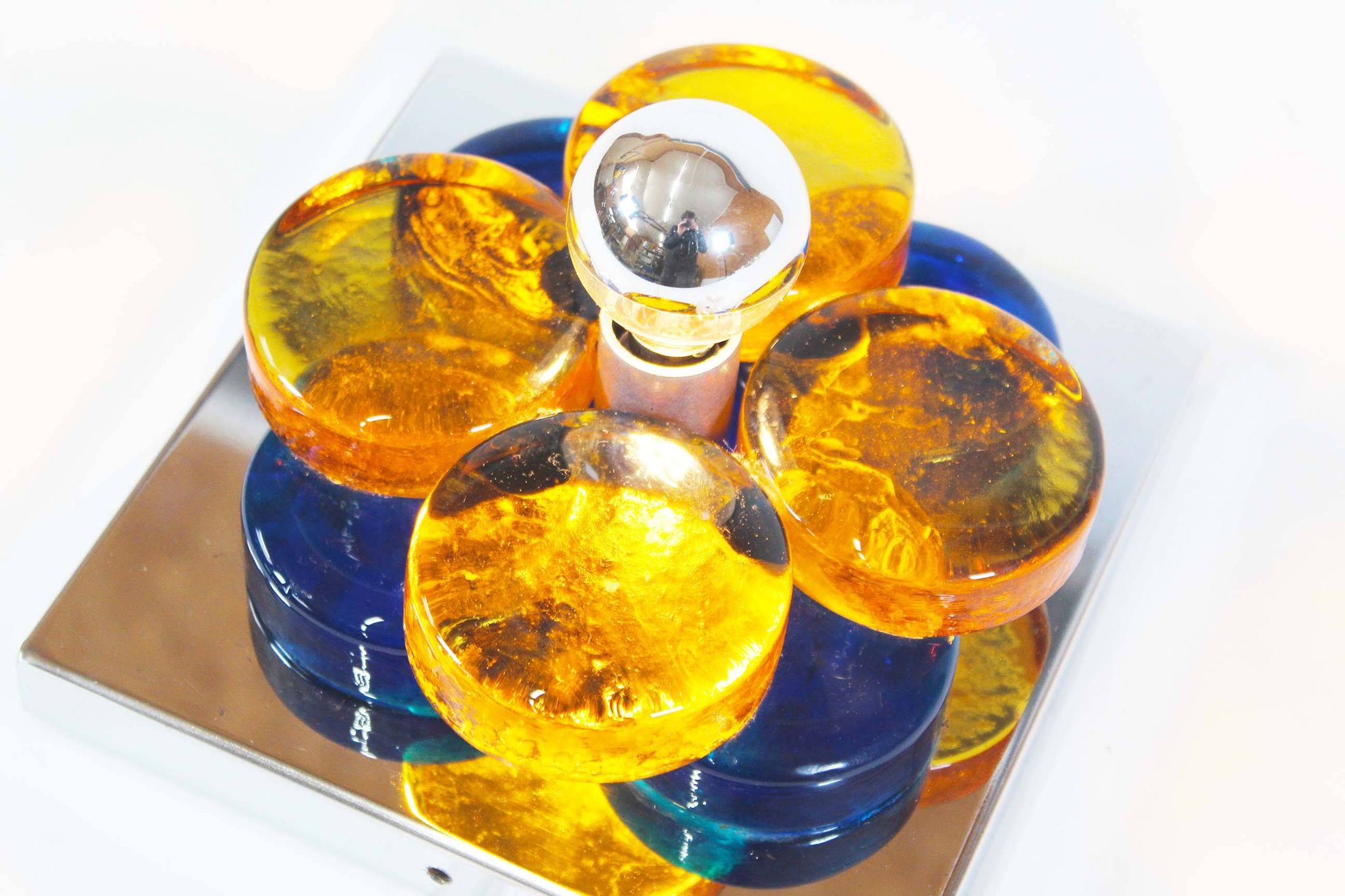Brutalist glass wall sconce by Albano Poli for Poliarte, Italy 1970's
