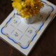 Art Deco yellow and blue tulip metal earthenware tray