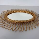 Italian rattan mirror, 1960s
