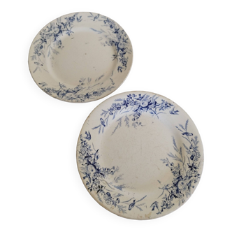 Lot de 2 assiettes plates en terre de fer de Creil Montereau modèle Linotte