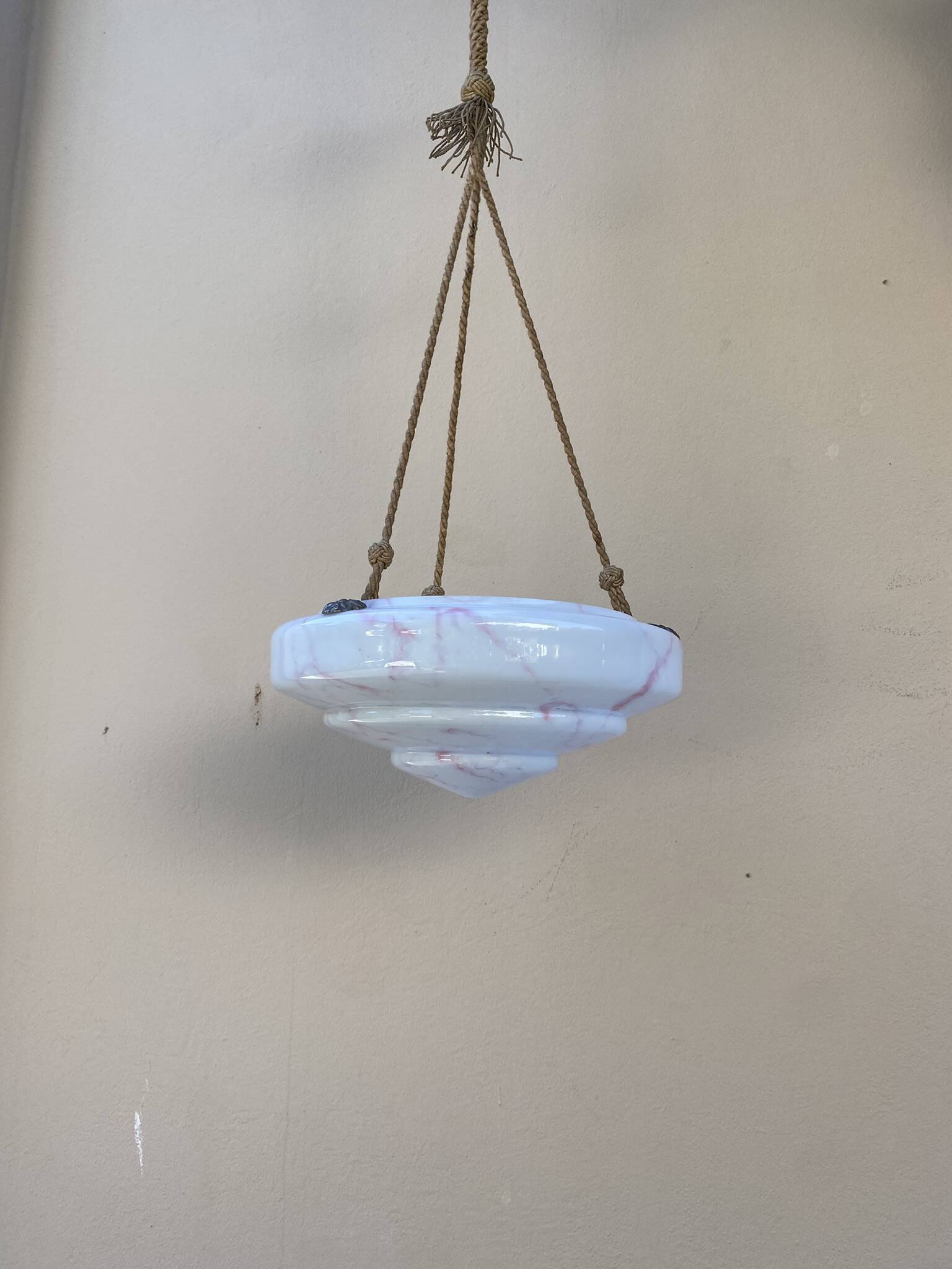 Vintage white and pink opaline chandelier