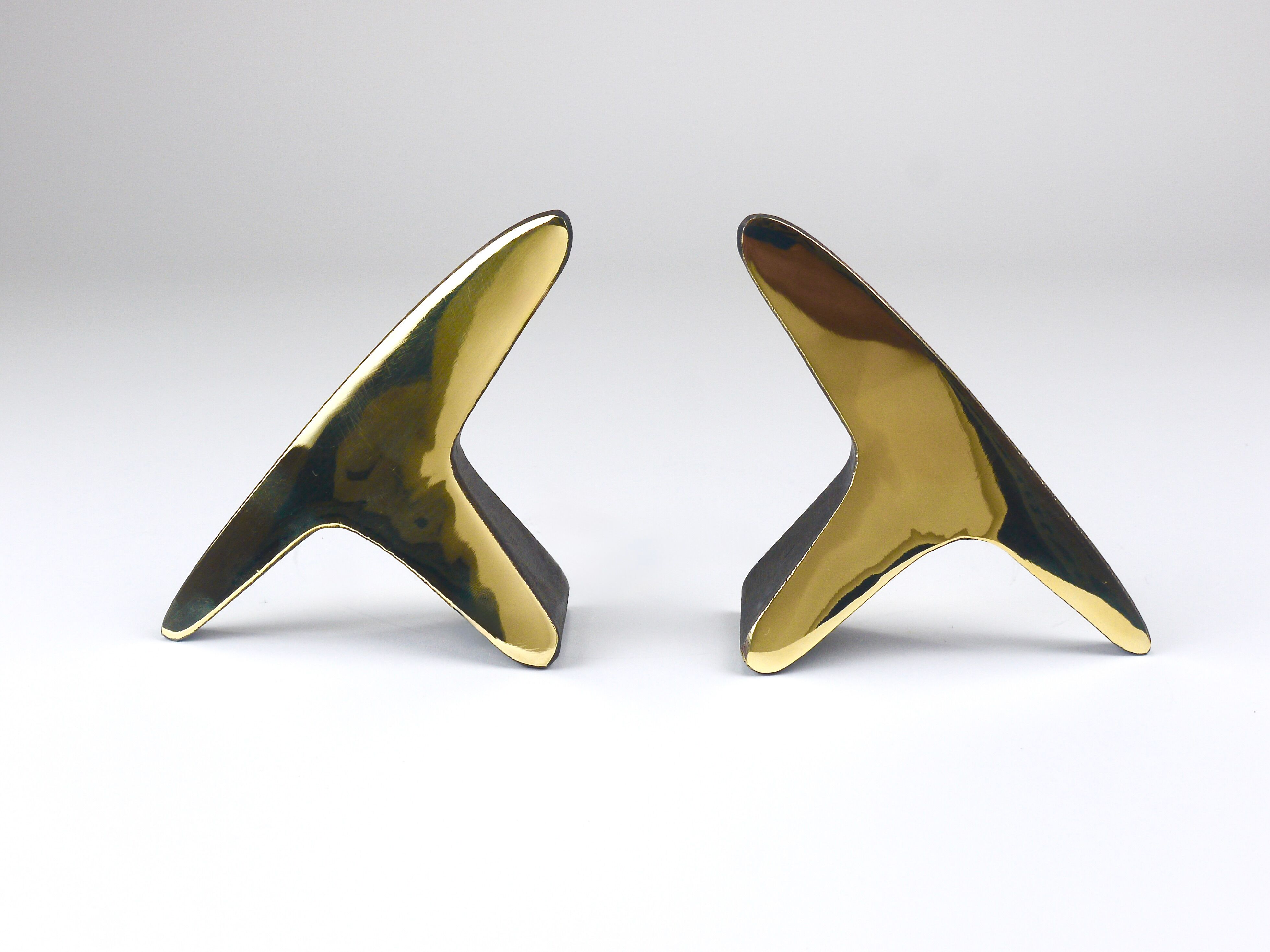 Pair Carl Auböck Minimalist Mid-Century Brass Bookends #3847, Vienna, Austr