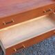 Vintage mahogany commode with metal tapered legs, 4 drawers, 1950s.