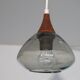 Scandinavian boomerang chandelier in teak and glass