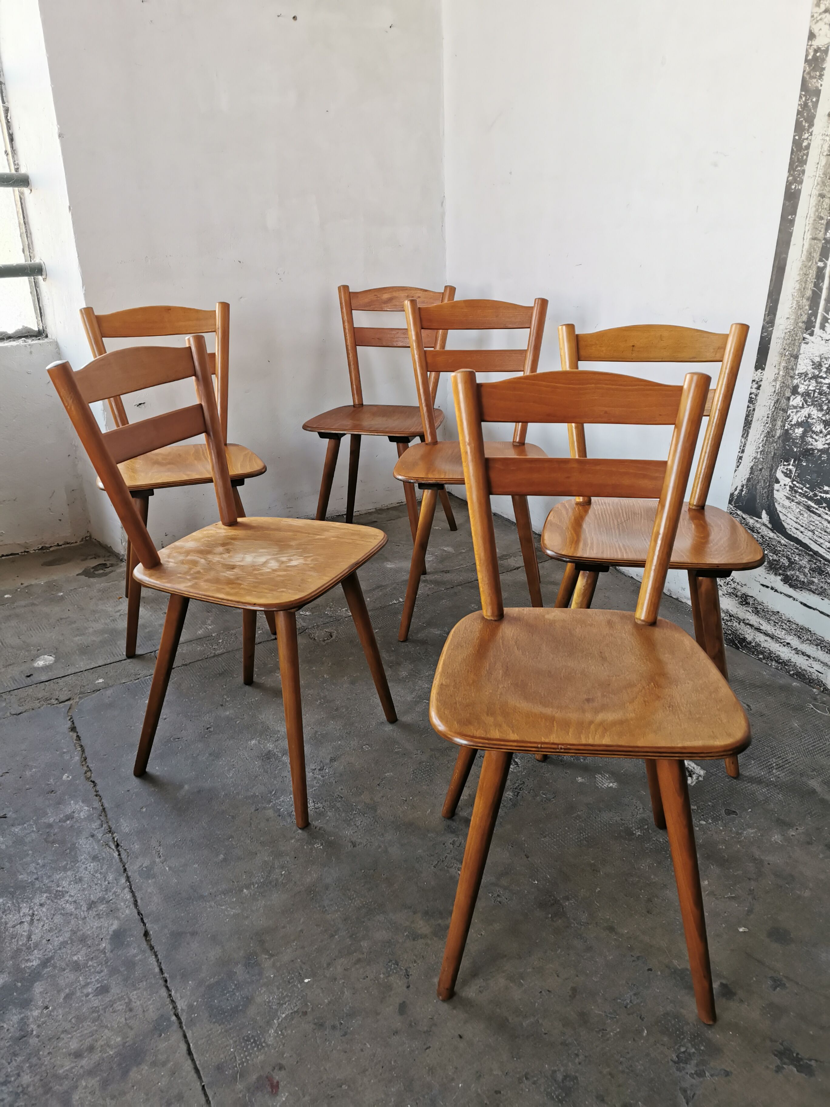 Set of 6 vintage chairs 1960 bistro