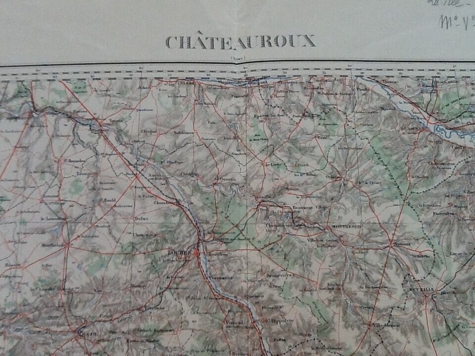 Châteauroux (Indre) Old Geographical Map drawn up, engraved, published...