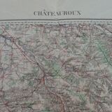 Châteauroux (Indre) Old Geographical Map drawn up, engraved, published...