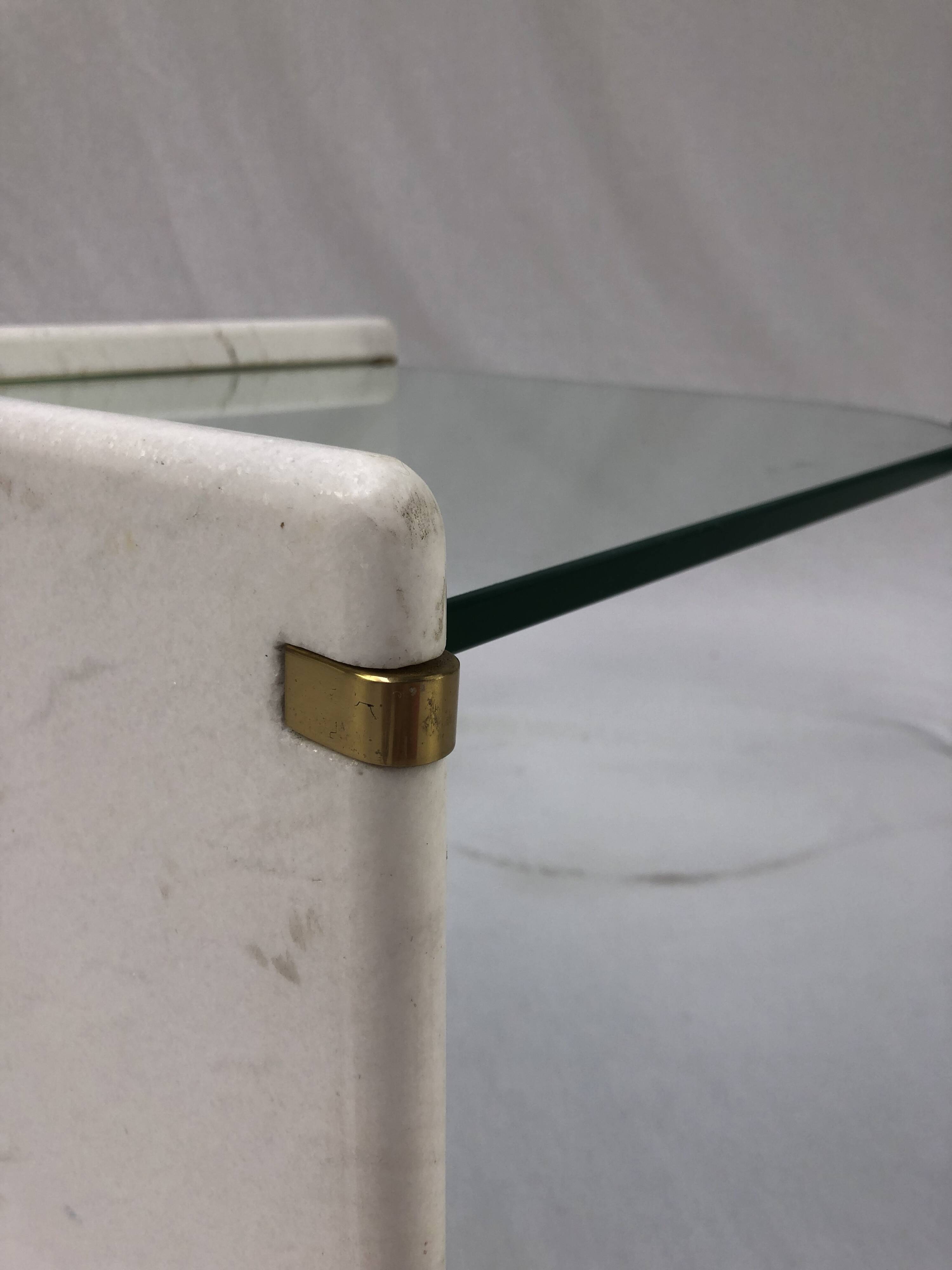 Italian sidetable Set, marble and glass
