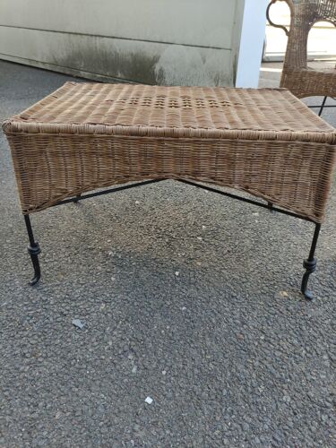Set two chairs with rattan coffee table