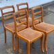 4 chaises en bois massif et daim velours marron Louis Philippe