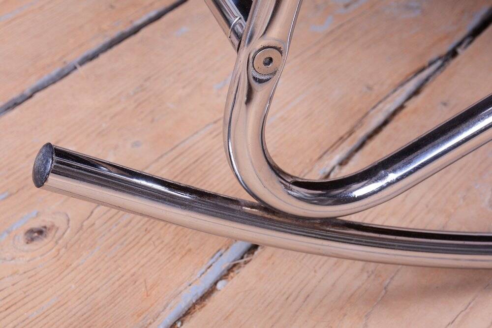 Mid-Century Rocking Reclining Armchair in Chrome by Lama, France, 1960s