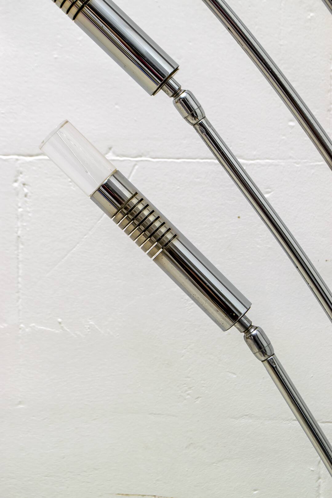 Midcentury Italian Arched Floor Lamp 5 Lights Chrome Metal and Lucite, 1960