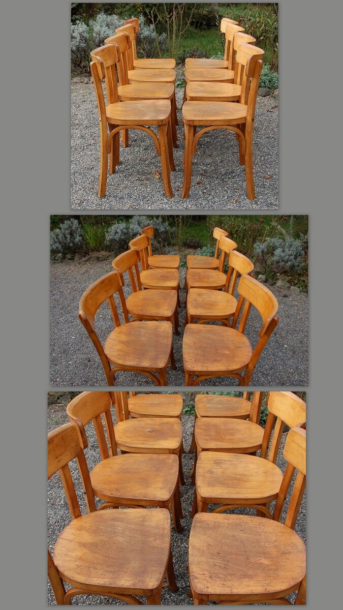 Lot 8 chairs bistro CARTIER 60s